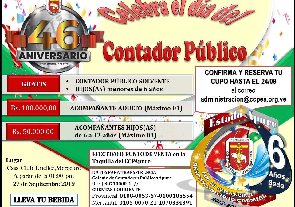 Compartir Día del Contador, 46 Aniversario (27/9)